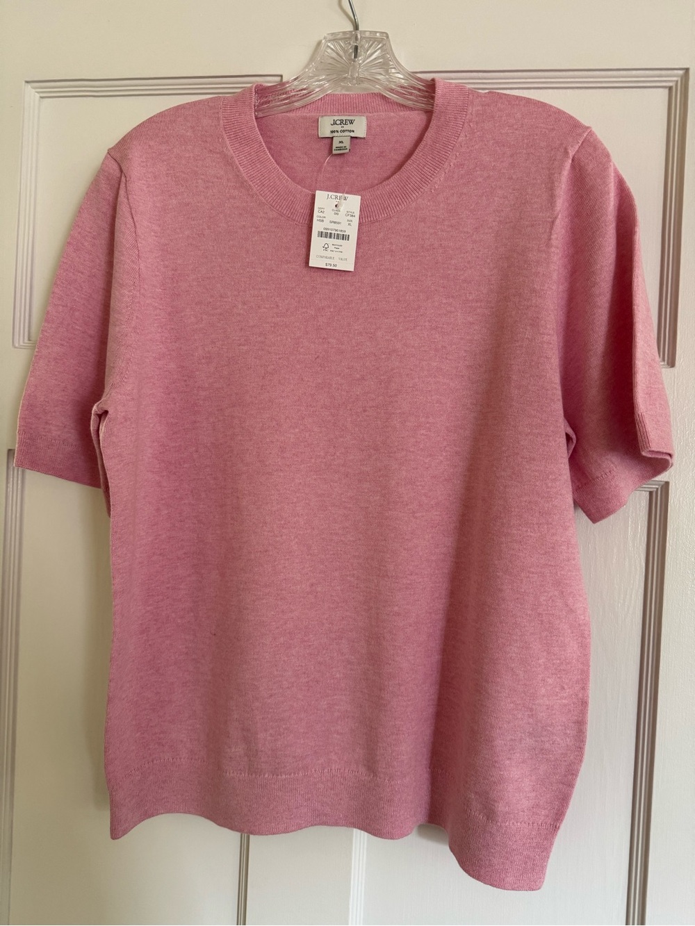 J.Crew - 100% Cotton Short Sleeve Sweater/Rosy Pink (NWT)